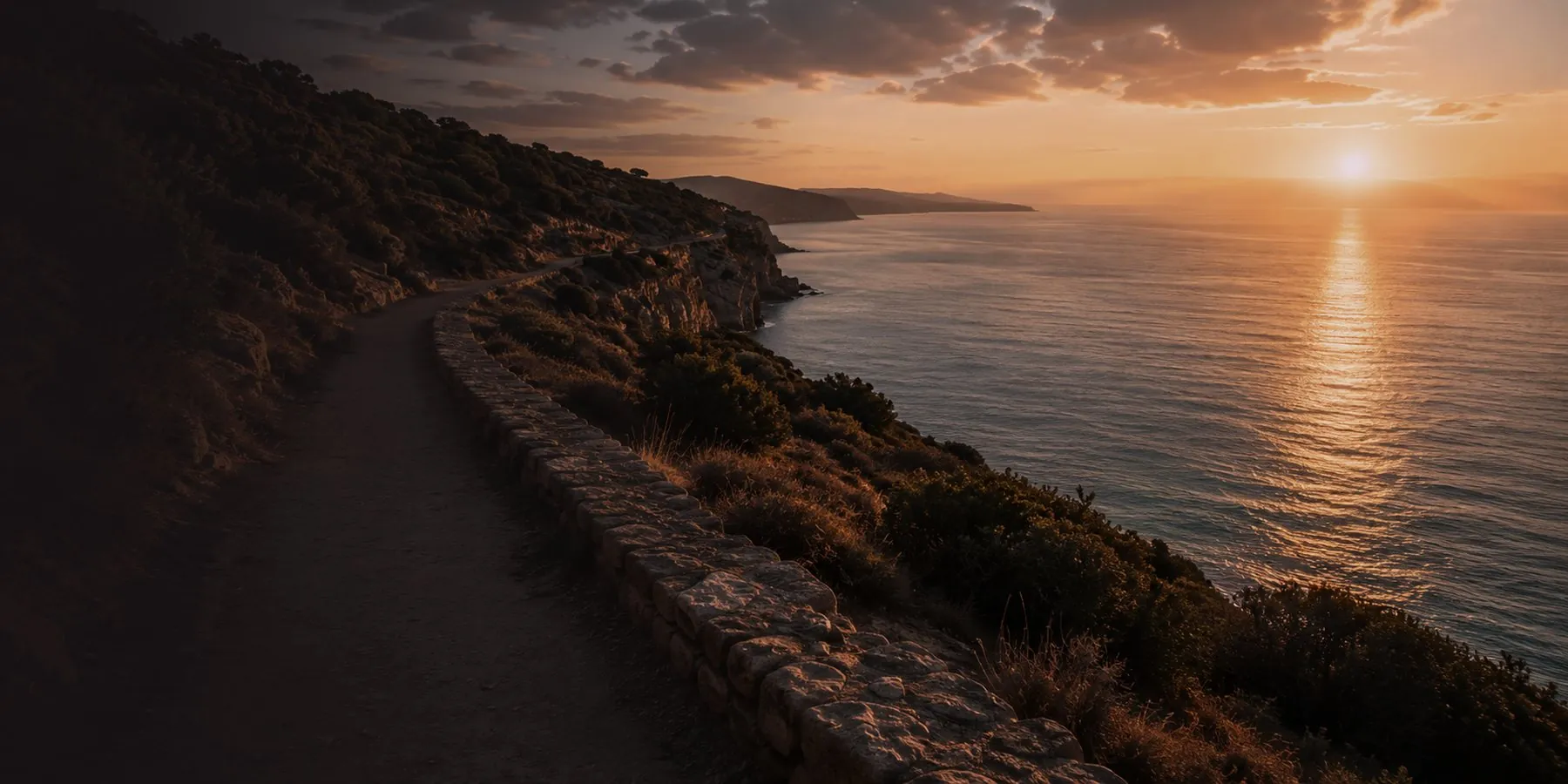 The Cyprus coastline at sunset